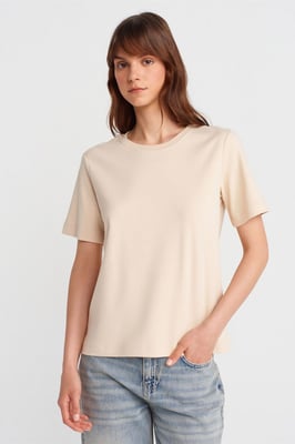 Damen Baumwoll Rundhalsausschnitt T-Shirt