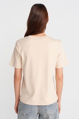 Damen Baumwoll Rundhalsausschnitt T-Shirt