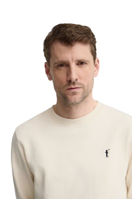 Sweatshirt ecru im Relaxed Fit mit Rigby Go Stickerei