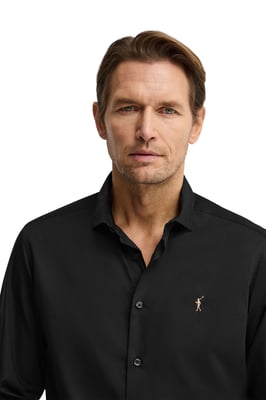 Hemd schwarz im Slim Fit mit Rigby Go Logo