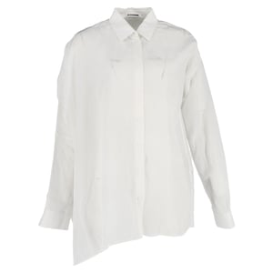 Jil Sander Asymmetrisches Button-Down-Hemd aus weißem Leinen
