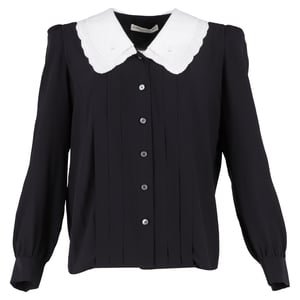 Alessandra Rich Bluse mit kontrastierendem Kragen aus schwarzer Seide
