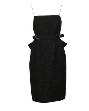 Schwarzes, tailliertes Etuikleid von Bottega Veneta aus Viskose