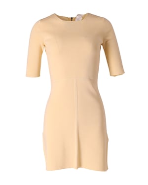 Chloe Minikleid mit Rundhalsausschnitt in Pastellgelb aus Polyester