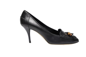 Gucci Loafer-Pumps mit Quasten und Bambus-Akzenten aus braunem Leder