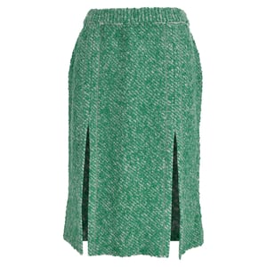 Stella McCartney Bouclé-Tweed-Midirock aus grüner Baumwolle