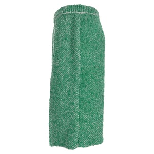 Stella McCartney Bouclé-Tweed-Midirock aus grüner Baumwolle