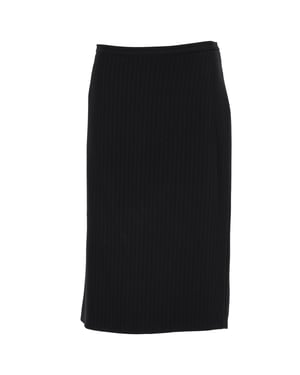 Max Mara gestreifter Midi-Bleistiftrock aus schwarzem Triacetat