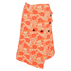 Jil Sander Midi-Wickelrock mit floralem Jacquardmuster aus orangefarbenem Polyester