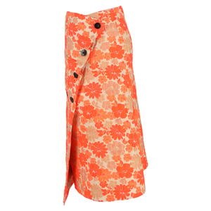 Jil Sander Midi-Wickelrock mit floralem Jacquardmuster aus orangefarbenem Polyester