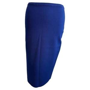 Diane von Furstenberg Strick-Midi-Bleistiftrock aus blauer Viskose