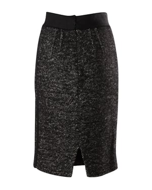 Giambattista Valli Tweed-Bleistiftrock aus grauem Leinen