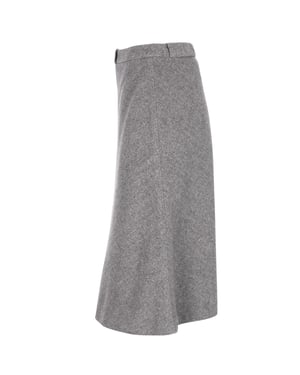Max Mara A-Linien-Midirock aus grauer Wolle