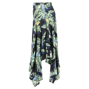 Stella McCartney Midirock mit asymmetrischem Saum und Paradiesvogel-Print aus mehrfarbiger Seide