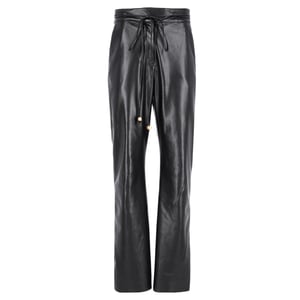 Nanushka High-Rise Wide Leg Pants in Black Faux Leather