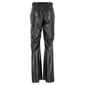 Nanushka High-Rise Wide Leg Pants in Black Faux Leather