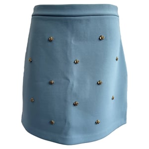 Maje Jizie Minirock mit Bienenverzierungen aus blauem Polyester