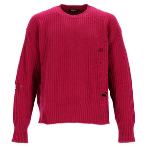Dsquared2 Pullover mit Rundhalsausschnitt im Used-Look aus roter Wolle