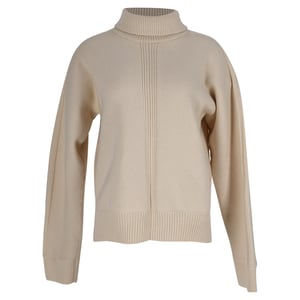 Jil Sander Strickpullover mit Stehkragen und offenem Rücken aus cremefarbener Wolle