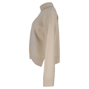 Jil Sander Strickpullover mit Stehkragen und offenem Rücken aus cremefarbener Wolle