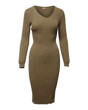 Michael Kors tailliertes, geripptes Strick-Midikleid in Metallic-Gold-Viskose