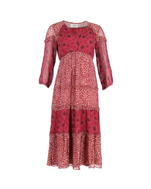 Ba&sh Gypsie Midikleid mit Printmix aus burgunderfarbener Viskose