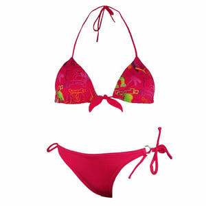 Puma Style Cats Pink Damen Triangel-Bikini mit Bindebändern