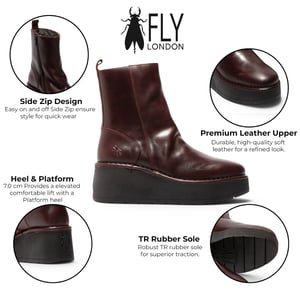Fly London Damen Weinleder-Keilferstiefel mit Plateau – HEIJ272