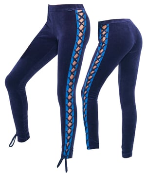 Puma x Rihanna Fenty Schnür-Leggings für Damen aus blauer Veloursstoffe