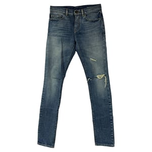 Saint Laurent Ripped Slim-Fit Jeans aus blauem Baumwoll-Denim