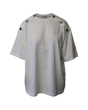 Alexander McQueen T-Shirt mit Knopfverzierungen aus weißer Baumwolle