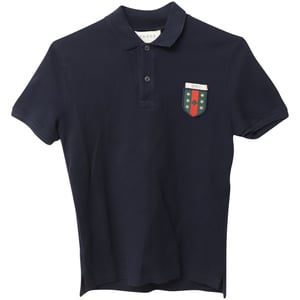 Gucci Poloshirt mit Web Crest Logo aus schwarzer Baumwolle