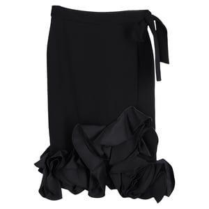 Victoria Beckham Midirock mit Rüschensaum aus schwarzer Wolle