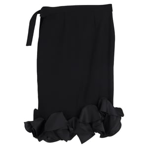 Victoria Beckham Midirock mit Rüschensaum aus schwarzer Wolle