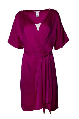 Diane von Furstenberg, rosa Seidenkleid mit Gürtel