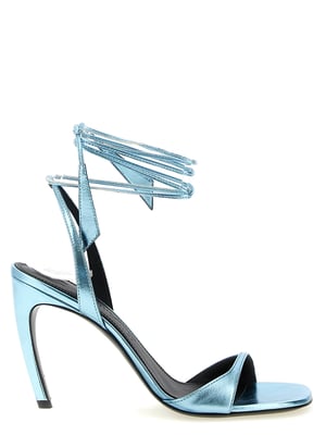 Die Attico Blaue Kalbsleder Stiletto-Absatzsandalen