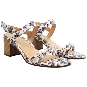 Vionic Paula geprägte Leopard Damen Weiße/Braune Absatzsandalen