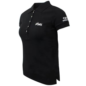 Pony-Logo Damen Schwarz Polo-Shirt