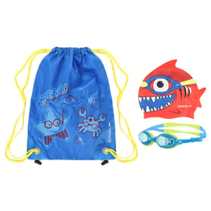Speedo Sea Squad Blau Rot Junior Schwimmtasche Set