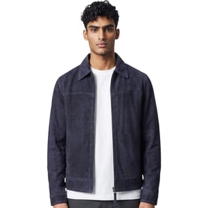Herren Navy Goat Wildleder Harrington-Bikerjacke – Bursa