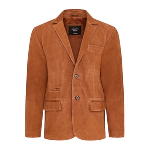 Herren Italian Rust Wildleder Lederblazer – Hollow