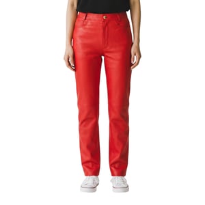 Damen Red Lamb Leather 501 Biker Jeans – Sogndal