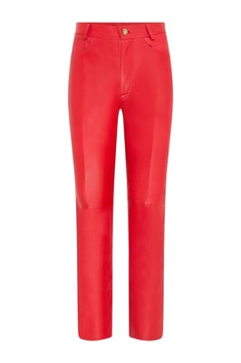 Damen Red Lamb Leather 501 Biker Jeans – Scharlachrot