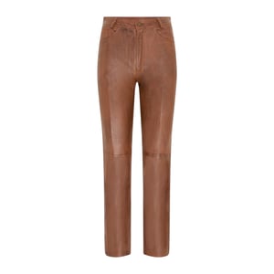 Damen Tan Lamb Leather 501 Biker Jeans – Sogndal