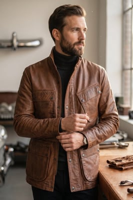 Herren Tan Lamb Leather Safari Parka Jacke – Haven