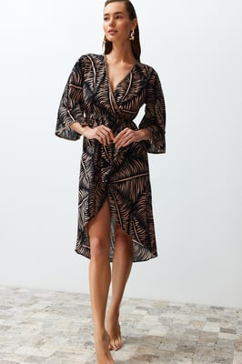Damen-Midikleider mit Ethno-Muster und kurzem Strandkleid in regulärer Passform