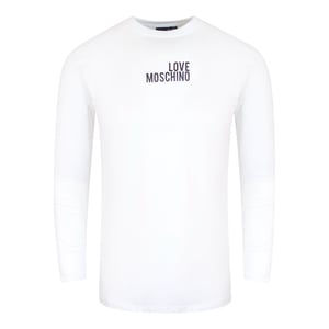 Love Moschino Langarm-t-shirt Mit Auffälligem Logo, Weiß