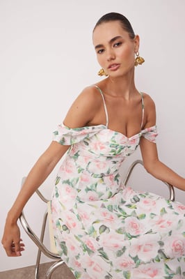 Geblümt Maxi-Kurzkleid für Damen, ideal für Abschlussfeiern, Ball und Abiball