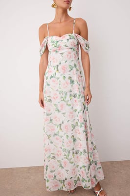 Geblümt Maxi-Kurzkleid für Damen, ideal für Abschlussfeiern, Ball und Abiball