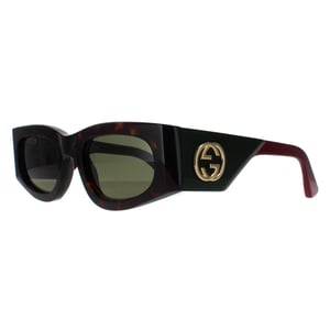 Gucci Rectangle Womens Havanna mit Grün und Rot Grün GG1664S